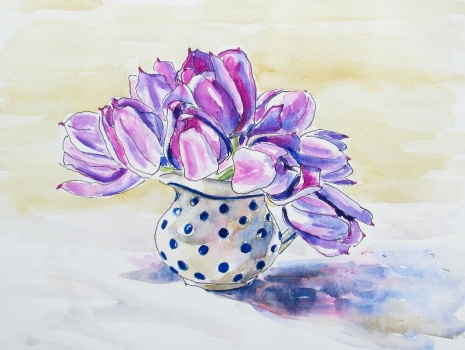 'Tulips in Spotty Mug'