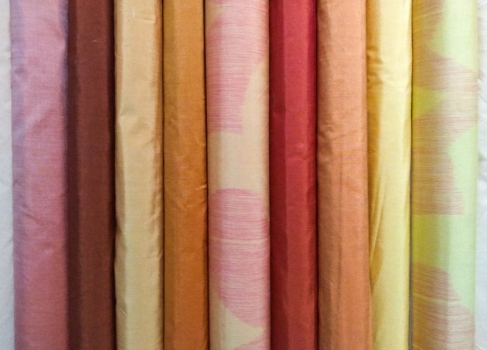 Plain & warp printed silks on rolls