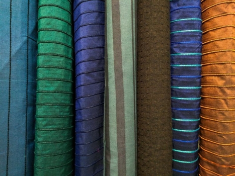 Various fabrics on rolls