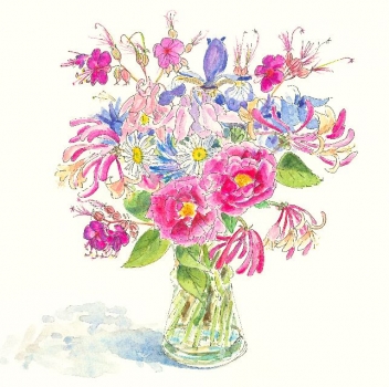 'Vase of Summer Garden Flowers'